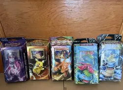 5 Pokemon TCG Battle Theme Decks Mewtwo Pikachu Charizard Blastoise Venusaur - Image 1