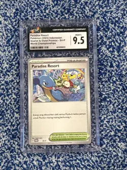 Pokemon Paradise Resort SV-P Indonesian CGC 9.5 Mint+ 2023 World Championships - Image 1