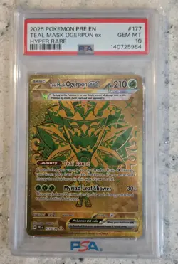 2025 POKEMON PRE EN-PRISMATIC EVOLUTIONS HYPER RARE TEAL MASK OGERPON EX PSA 10 - Image 1
