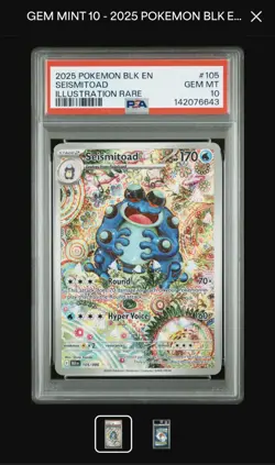 Pokemon TCG Seismitoad 105/086 Sv: Black Bolt Illustration Rare Holo PSA 10 - Image 1