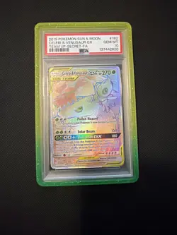 Pokemon TCG Celebi & Venusaur GX Holo Ultra Rare 182/181 Team Up PSA 10 - Image 1
