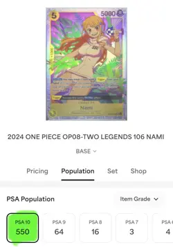 One Piece 2024 Two Legends English Nami OP08-106 PSA 10 Gem Mint - Image 3