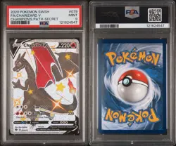 2020 POKEMON SWORD & SHIELD CHAMPION'S PATH SECRET #079 FA/CHARIZARD V PSA 9 - Image 3