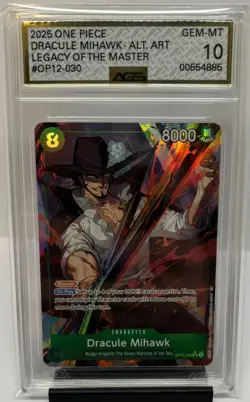 One Piece TCG CCG OP12-030 DRACULE MIHAWK Alt Art Legacy Master AGS 10 - Image 1