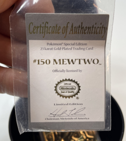 Pokemon # 150 Mewtwo Trading Card 23K Gold Plated 1999 Burger King w/ COA & Ball - Image 2