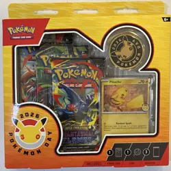 Pokemon Day 2026 Collection Box Promo Pikachu Card Coin 3 Booster Packs - Image 1