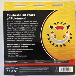 Pokemon Day 2026 Collection Box Promo Pikachu Card Coin 3 Booster Packs - Image 2