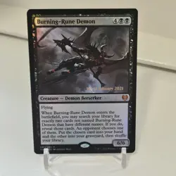 Burning-Rune Demon Kaldheim Foil - Prerelease Stamped Date- NM - Image 1