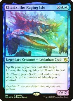 MTG FOIL CHARIX, THE RAGING ISLE 386 - ZENDIKAR RISING ZNR - BUNDLE PROMO - BLUE - Image 1