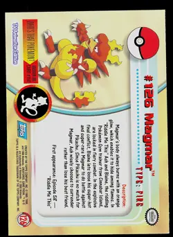 Pokemon Card - Magmar Topps TV Animation Edition 126 Blue Logo - Image 2
