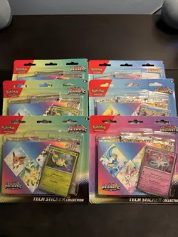 Pokemon TCG Prismatic Evolutions Tech Sticker Collection 3-Pack Sealed Lot Of 6 - Image 1