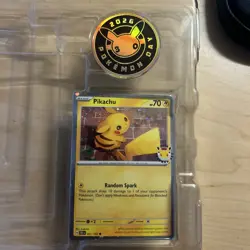 2026 Pikachu 051/162 Pokemon Day 30th Anniversary Stamped Promo TCG Plus Coin - Image 1