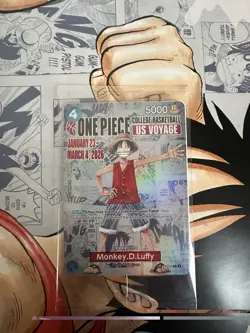 One Piece Monkey.D.Luffy [College Basketball US Voyage] P-055 Promo Card SEALED - Image 1