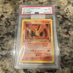PSA 8 Moltres 1st Edition 27/62 1999 Fossil Rare Pokemon Card 1999 NM MT - Image 1