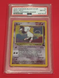 2000 POKEMON PROMO BLACK STAR POKEMON LEAGUE #9 MEW-HOLO PSA 8 - Image 1