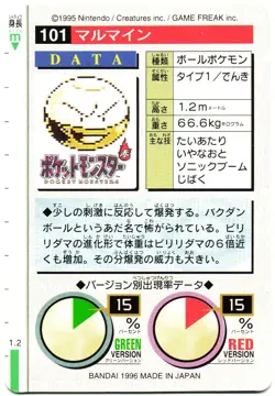 Pokemon Japanese Electrode Bandai Carddass Vending Green Version No. 101 - Image 5