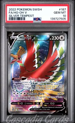PSA 10 Ho-Oh V Full Art 187/195 Silver Tempest Pokemon - Image 1