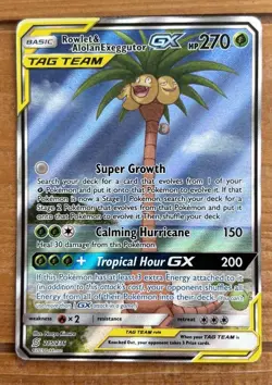 Pokemon Rowlet & Alolan Exeggutor GX Full Art Ultra Rare 215/236 SM-Unified Min… - Image 1