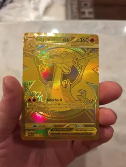 Pokemon English NM Mega Charizard X ex Gold Hyper Rare 130/094 Phantasmal Flames - Image 1