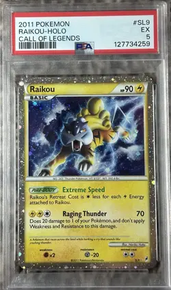 Pokemon Raikou SL9 Shiny Holo Rare PSA 5 EX 2011 Call of Legends - Image 1