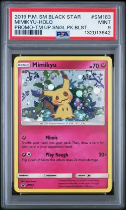 POKEMON TEAM UP SM BLACK STAR PROMO MIMIKYU #SM163 HOLO PSA 9 MINT #132013642 - Image 1