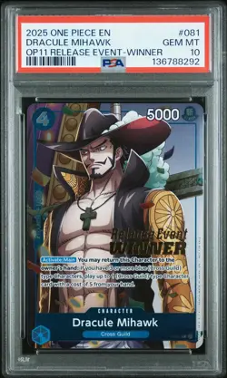 2025 ONE PIECE PROMOS #081 DRACULE MIHAWK PSA 10 - Image 1