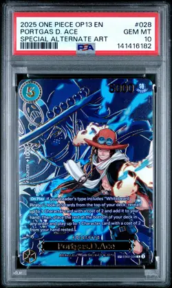 2025 ONE PIECE OP13-CARRYING ON HIS WILL #028 PORTGAS D. ACE PSA 10 - Image 1