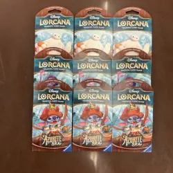 Disney Lorcana TCG - Azurite Sea Sleeved Booster Pack, lot of 9 Packs Sealed - Image 1