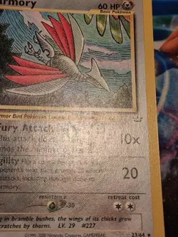 1st edition Skarmory 23/64 Neo Revelation Non Holo Rare Pokemon Card Heavy Play - Image 5
