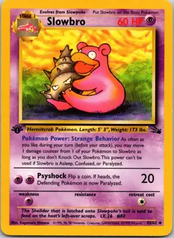Slowbro 43/62 1st Edition LP Pokemon Card TCG Fossil - Image 1