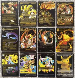 Pokemon Foil Fan Art Cards - Silver Black Gold Foil Spanish Version Bundle x 12 - Image 1