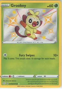 Grookey - SV004/SV122 - Pokemon Shining Fates SWSH Shiny Rare Card - NM 3 - Image 1