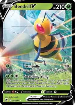 Beedrill V - 001/189 - Pokemon Astral Radiance Sword & Shield Ultra Rare Card NM - Image 1