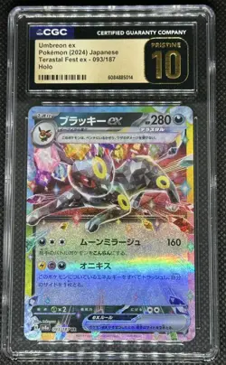 CGC 10 Pristine Umbreon ex 093/187 RR Terastal Festival ex sv8a Pokemon Card - Image 1