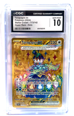 2024 POKEMON GEM MINT TERAPAGOS EX # 173/142 HYPER RARE HOLO GRADE 10 AWESOME ! - Image 1