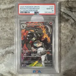 2025 POKEMON DRI EN-DESTINED RIVALS #191 TEAM ROCKET'S HOUNDOOM PSA GEM MINT 10 - Image 1