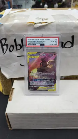 2019 MARSHADOW & MACHAMP GX UNBROKEN BONDS TAG TEAM POKEMON PSA 10 GEM MINT #199 - Image 1