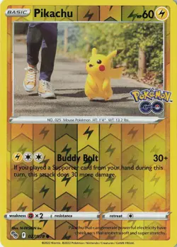 Pikachu (27) reverseHolo Common – Pokemon GO #027/078 Near Mint - Image 1