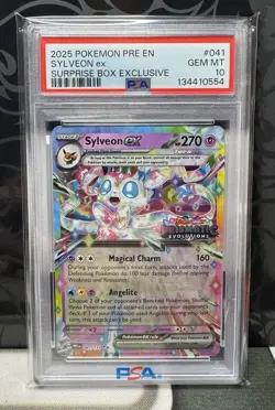 2025 Pokemon Prismatic Evolution Sylveon EX Surprise Box Exclusive PSA 10 - Image 1