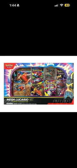 Pokemon Mega Lucario Ex Figure Collection Factory Sealed Box 5 Booster Packs - Image 1