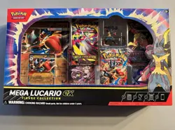 Pokemon Mega Lucario Ex Figure Collection Factory Sealed Box 5 Booster Packs - Image 2