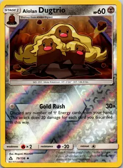 Alolan Dugtrio 79/156 SM - Ultra Prism Reverse Holo Pokemon TCG NM / LP - Image 1