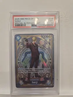 2025 ONE PIECE OP11-A FIST OF DIVINE SPEED #119 SANJI SPECIAL ALT ART PSA 10 GEM - Image 1