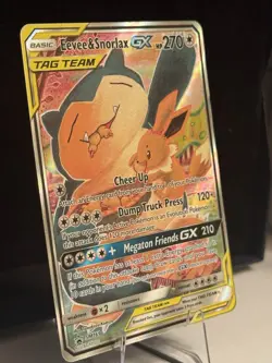 Pokemon Eevee & Snorlax GX TAG TEAM Promo Full Art Holo SM169 SM Card - Image 3
