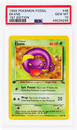 1999 Pokemon Fossil Ekans 1st Edition #46 PSA 10 - Image 1