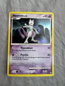 Pokemon Mewtwo TCG LV. 42 Holo Rare Card 11/146 Legends Awakened 2008 - Image 1