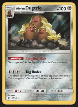 Alolan Dugtrio 87/149 Reverse Holo Rare Pokemon TCG SM Base Set LP - Image 1