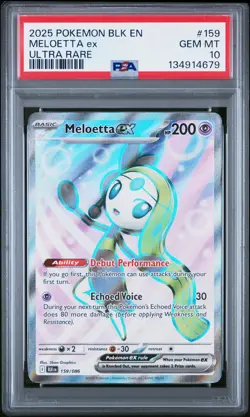 2025 POKEMON BLK EN-BLACK BOLT ULTRA RARE #159 MELOETTA EX PSA 10 - Image 1