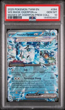 2025 POKEMON TWM EN-TWILIGHT MASQUERADE #064 WELLSPRING MASK OGERPON EX PSA 10 - Image 1