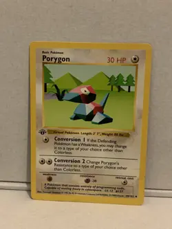 1st Edition Shadowless Porygon 39/102 Pokemon Card / Base set 1999 WOTC - Image 1